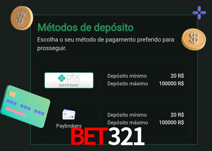 O cassino bet321 oferece uma grande variedade de métodos de pagamento